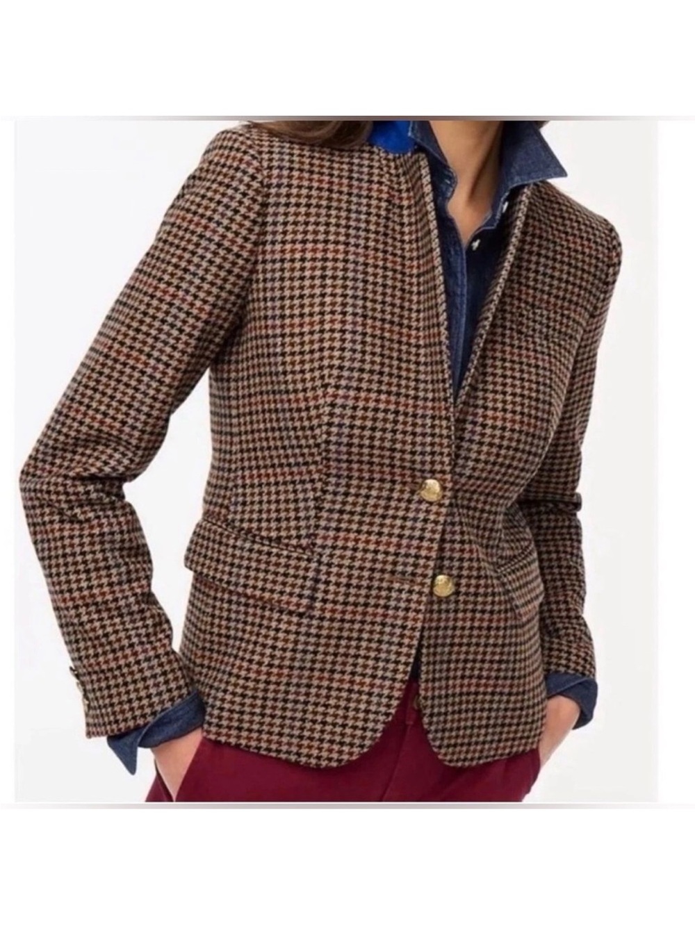 J CREW FACTORY Wool Blend Schoolboy Blazer in Houndstooth Size 20 - Picture 2 of 16